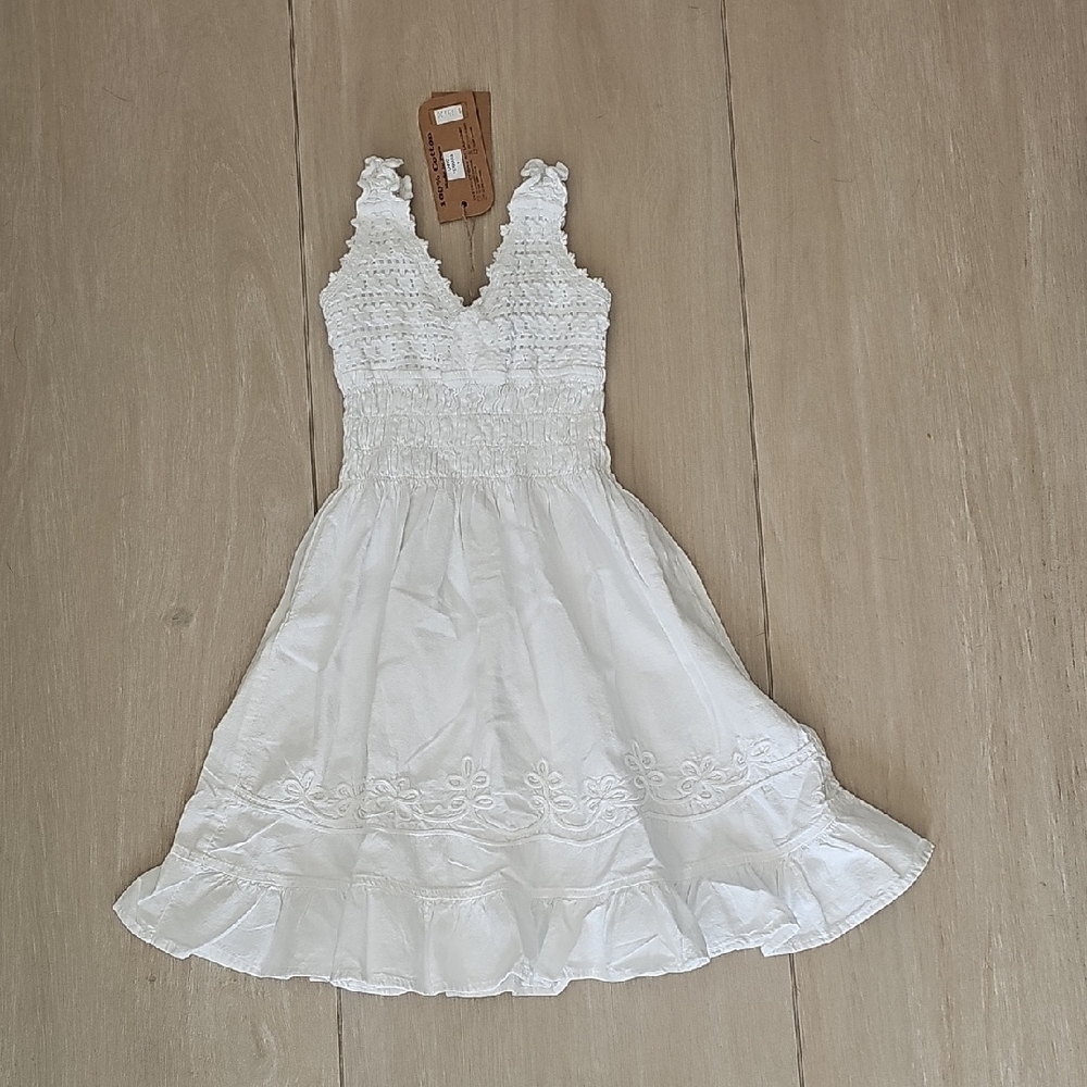 Cotton Natural Charming White Kids Casual Dress